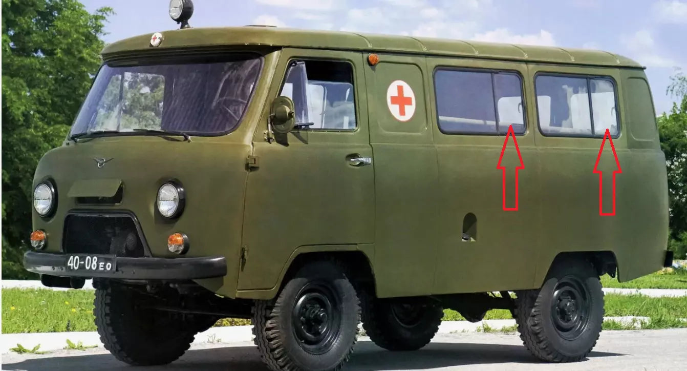 Rubber seal for rear side windows UAZ 452, Bukhanka (2 pcs, L/R) - Miles Car parts & accessories